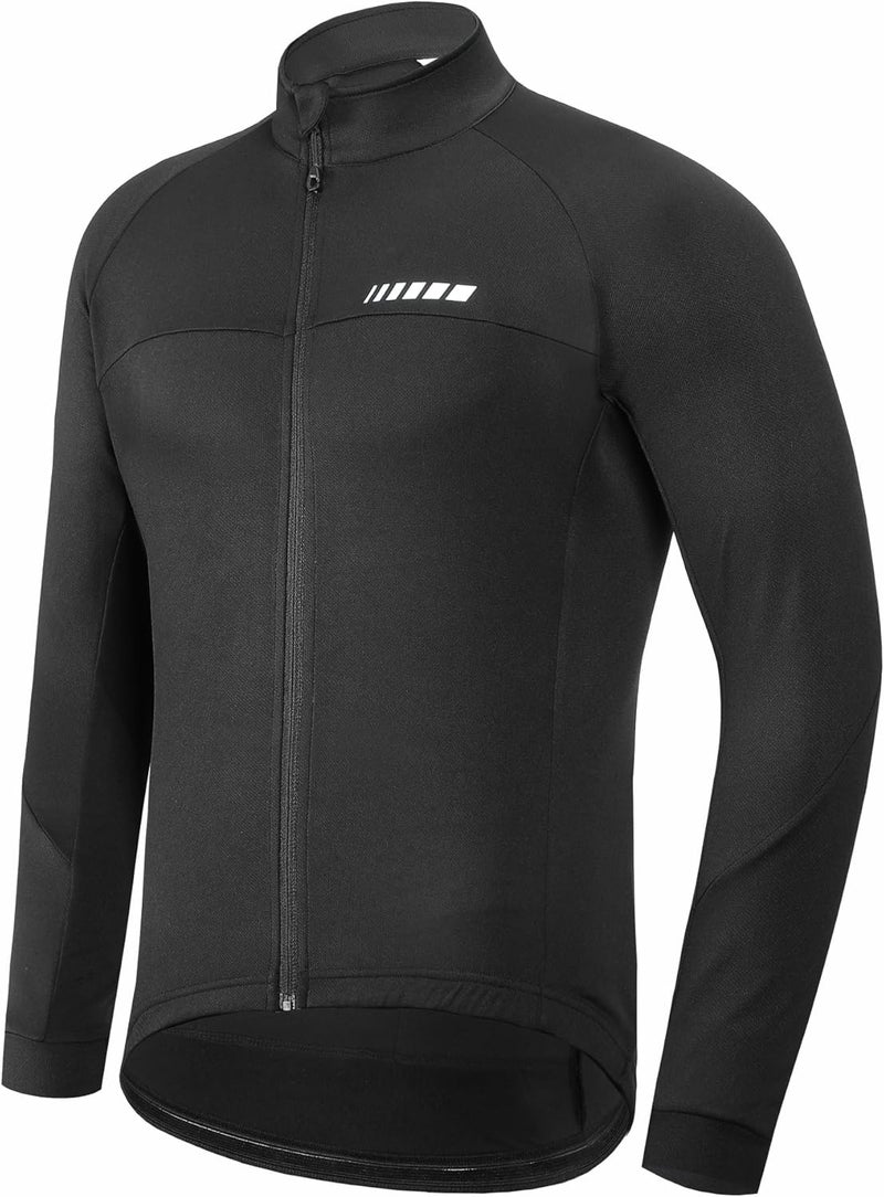 qualidyne Men's Thermal Cycling Jersey Long Sleeve Winter 3 Pockets Bike Fleece Jackets Windproof Reflevtive Cold Weather - Image 1
